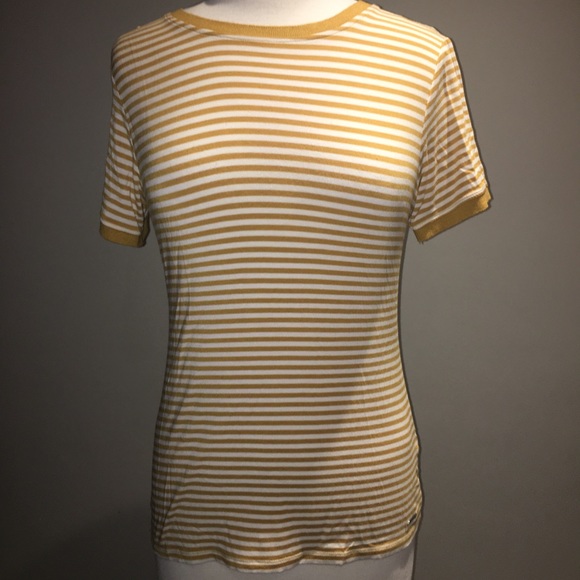 Ladies yellow and white striped shirt size s - Picture 1 of 3